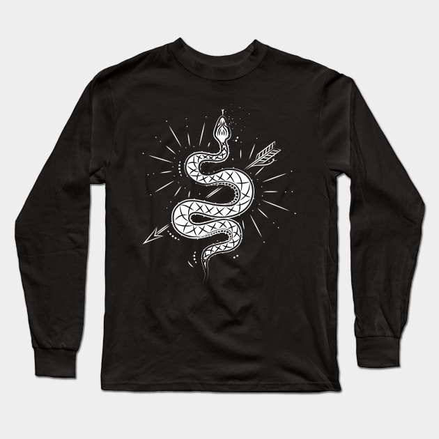 Occult Gothic Arrow Snake Magic Wicca Satan Long Sleeve T-Shirt by Foxxy Merch